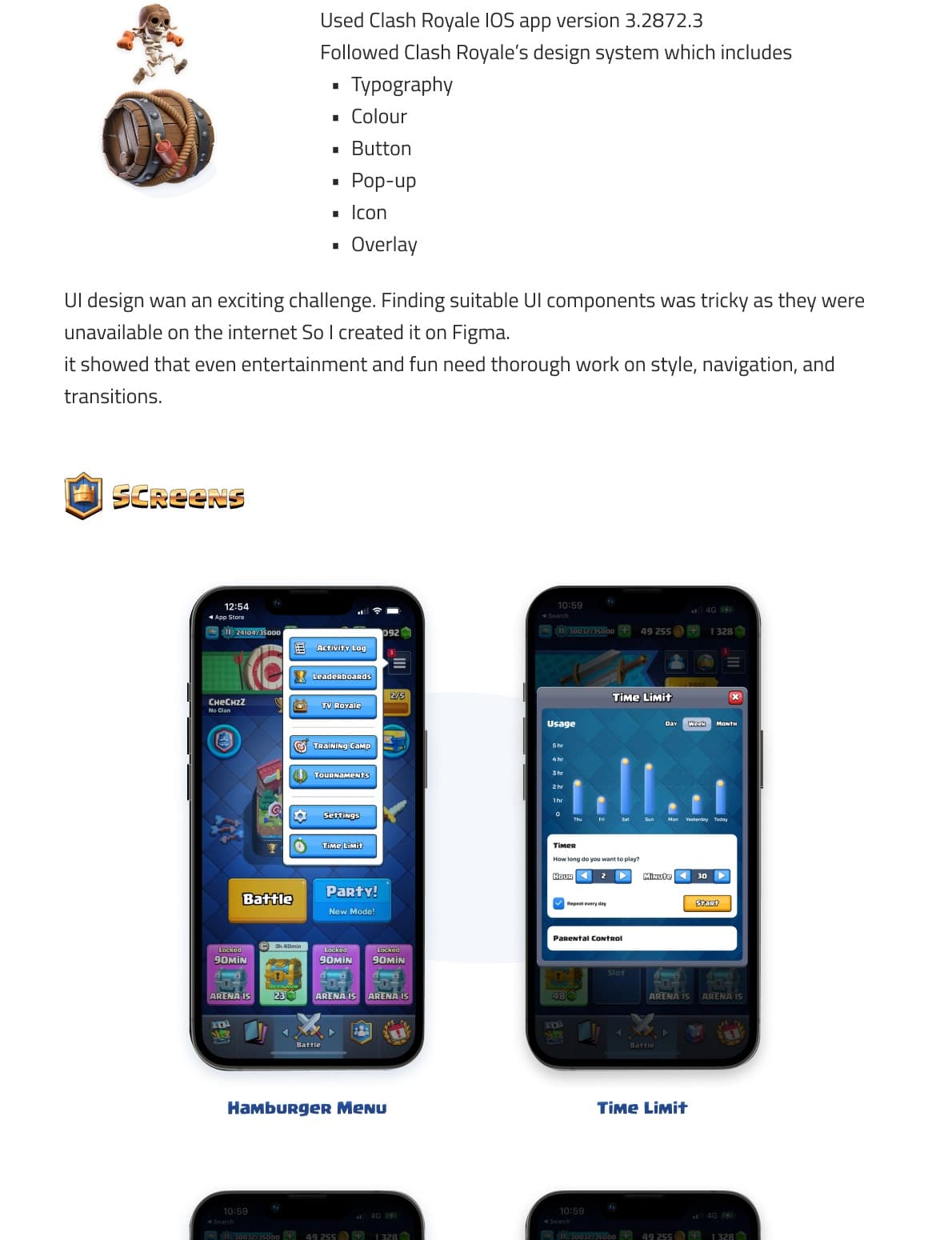 Clash Royale task design and screen flow