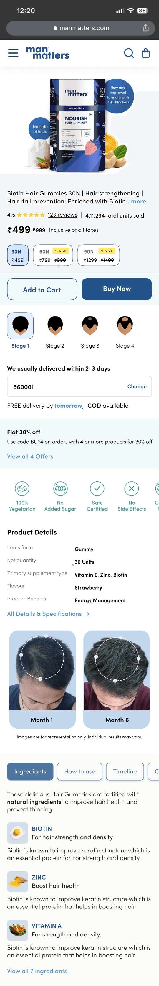 High fidelity PDP design showing the refined mobile product page layout