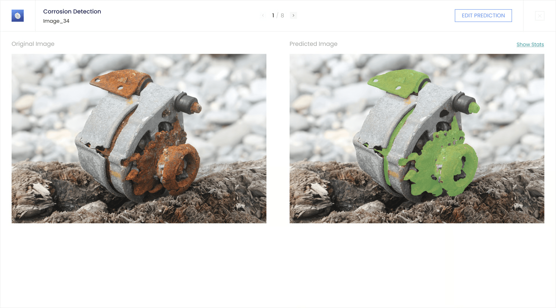 Initial side-by-side image comparison layout